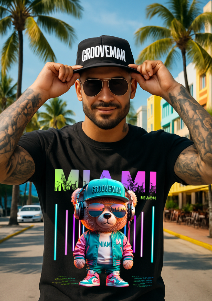 Miami Streetwear Teddy T-Shirt | Grooveman Graphic Tee