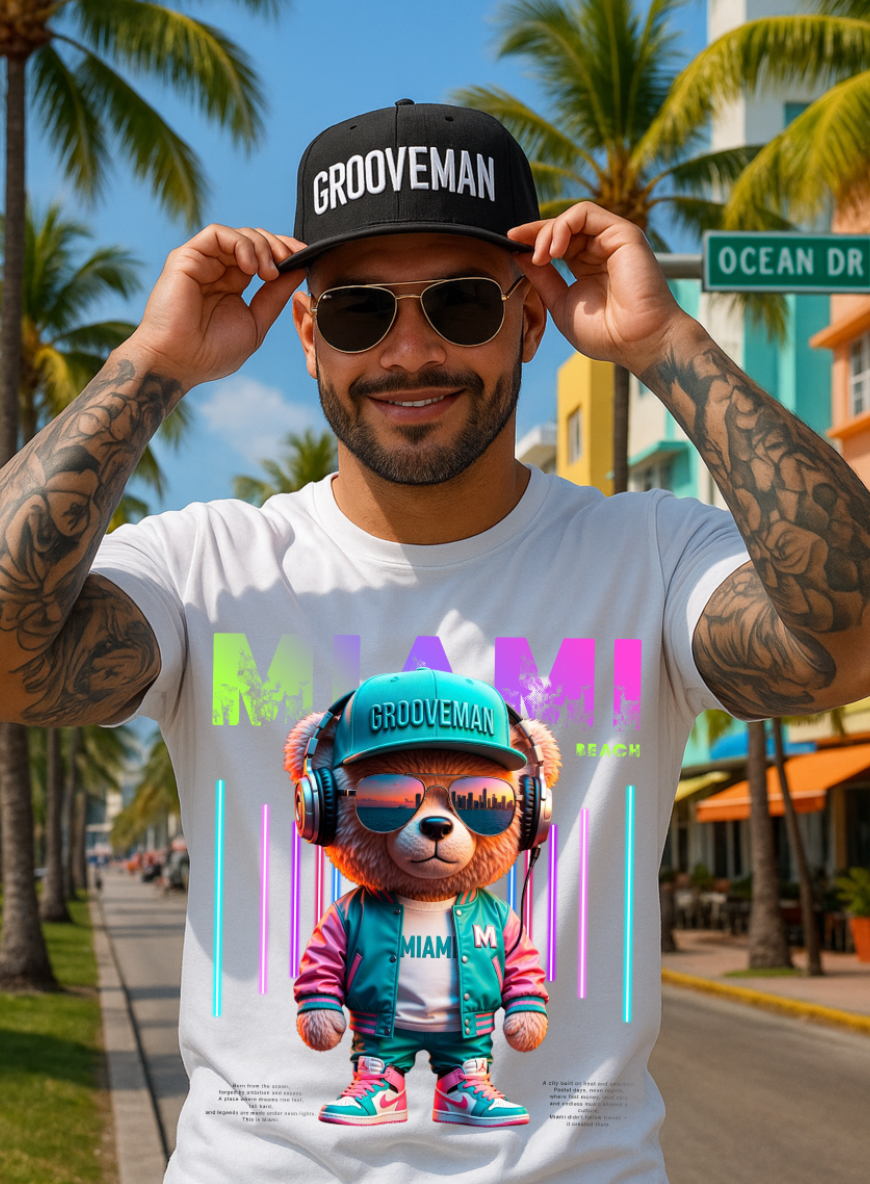 Miami Streetwear Teddy T-Shirt | Grooveman Graphic Tee