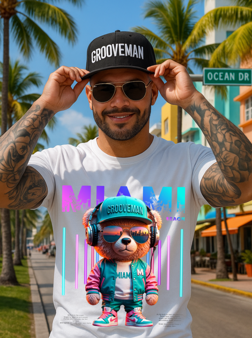 Miami Streetwear Teddy T-Shirt | Grooveman Graphic Tee