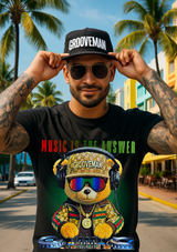 Music Is The Answer Rhinestone T-Shirt | Grooveman Bling DJ Tee