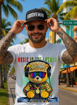Music Is The Answer Rhinestone T-Shirt | Grooveman Bling DJ Tee