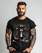 Miami Bear Luxury Graphic T-Shirt | Grooveman Streetwear Black Tee