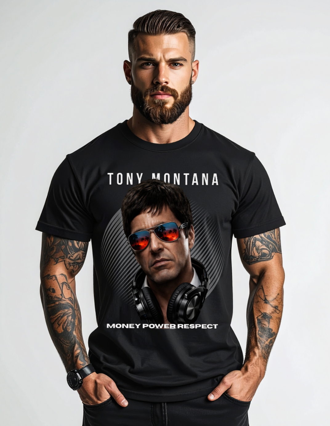 Tony Montana DJ T-Shirt – Money Power Respect Luxury Streetwear Graphic Tee