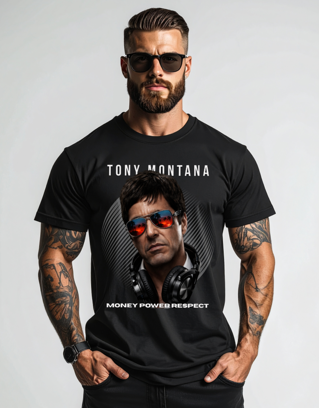 Tony Montana DJ T-Shirt – Money Power Respect Luxury Streetwear Graphic Tee