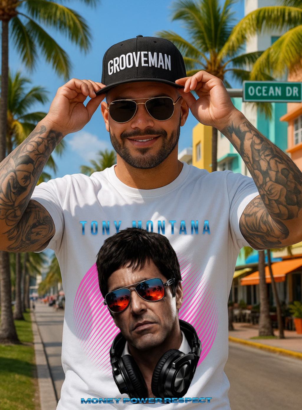 Tony Montana DJ T-Shirt – Money Power Respect Luxury Streetwear Graphic Tee