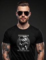 Grooveman “For Those Who Rock” Teddy – Streetwear Black Collection Graphic Tee
