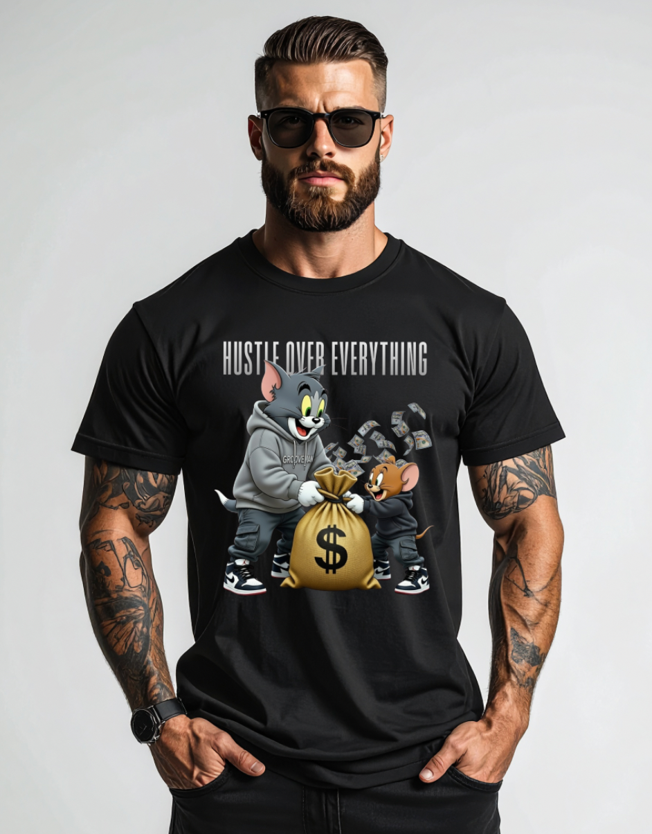 Hustle Over Everything – Grooveman Streetwear Graphic Tee