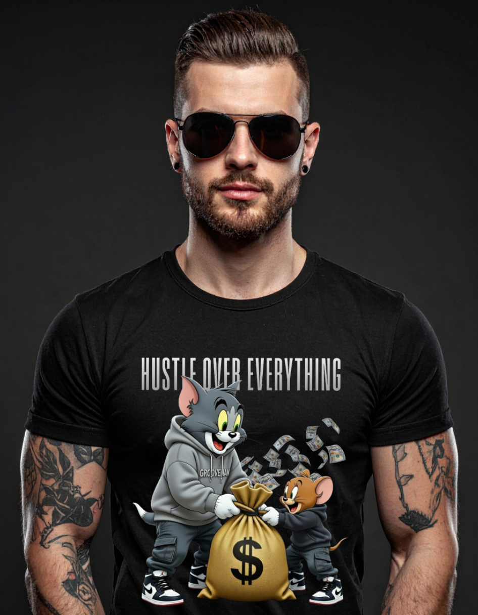 Hustle Over Everything – Grooveman Streetwear Graphic Tee