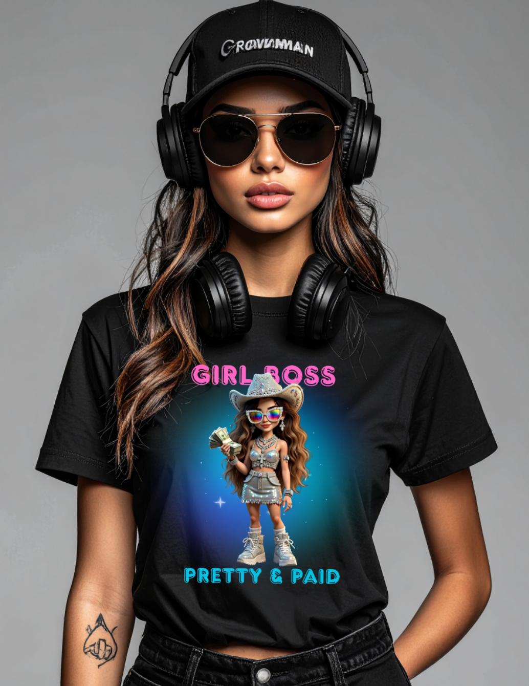Girl Boss Pretty & Paid Women’s Crop Tee – Grooveman