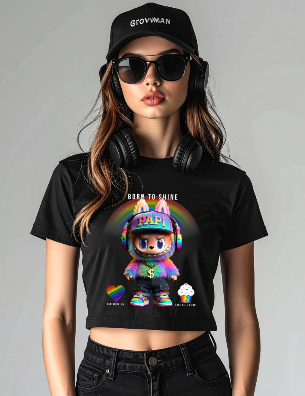 Born To Shine “Papi” Rainbow Streetwear Graphic Tee – Grooveman