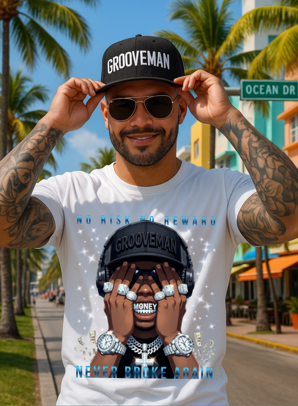 Grooveman “Money Grillz” No Risk No Reward Streetwear Graphic Tee