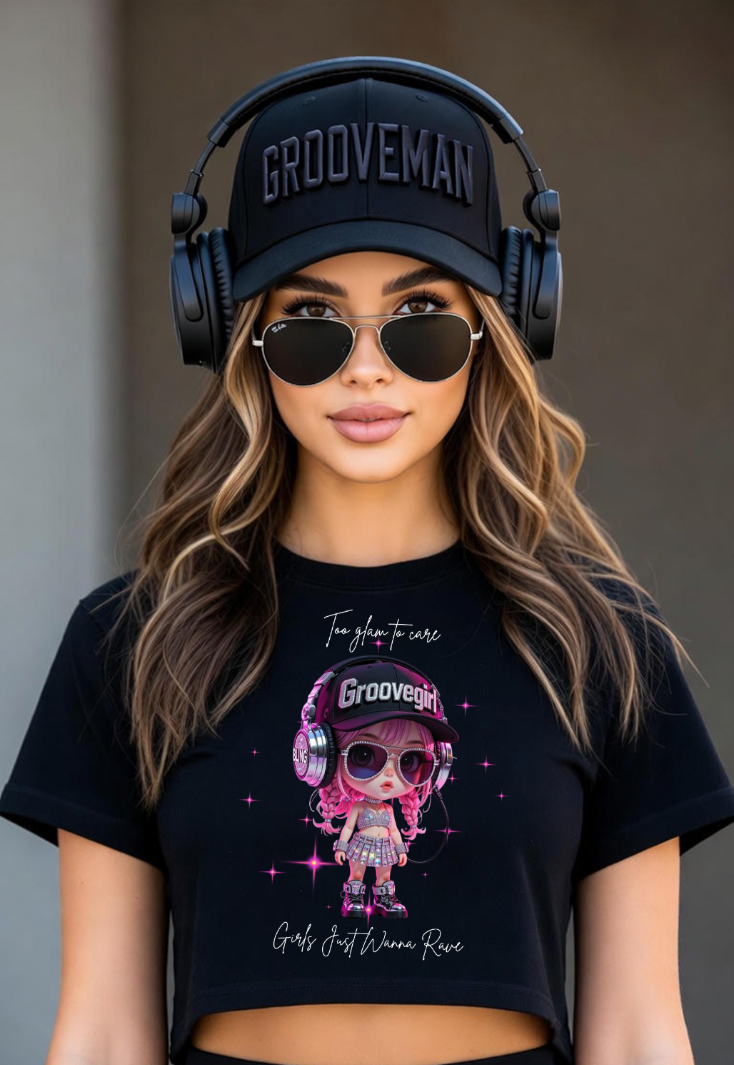 GrooveGirl “Girls Just Wanna Rave” Crop Tee – Too Glam To Care
