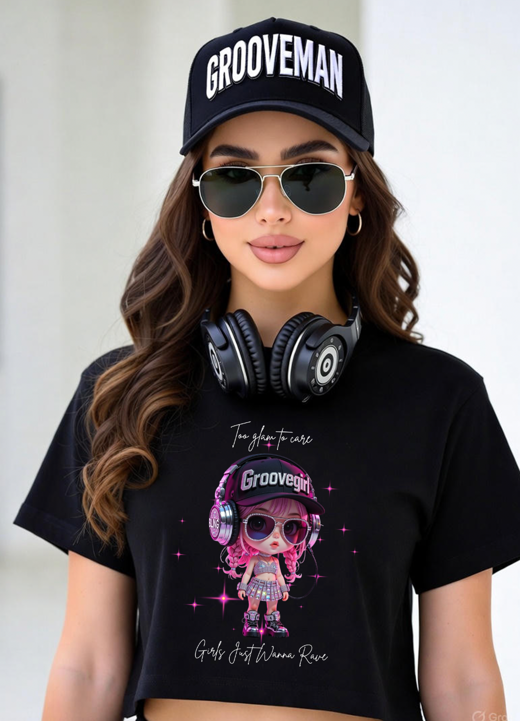 GrooveGirl “Girls Just Wanna Rave” Crop Tee – Too Glam To Care