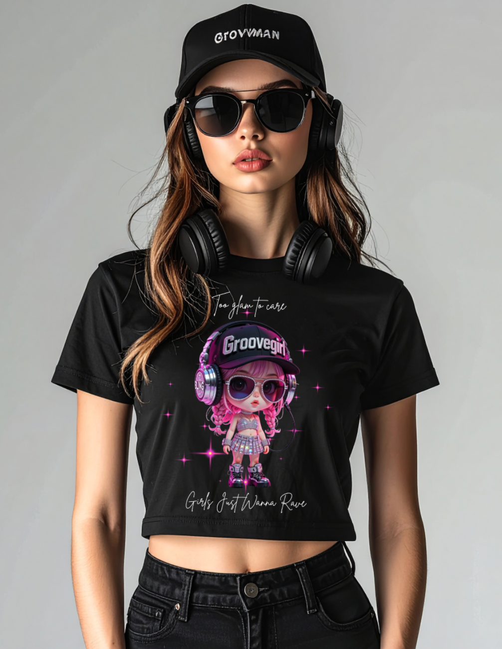 GrooveGirl “Girls Just Wanna Rave” Crop Tee – Too Glam To Care