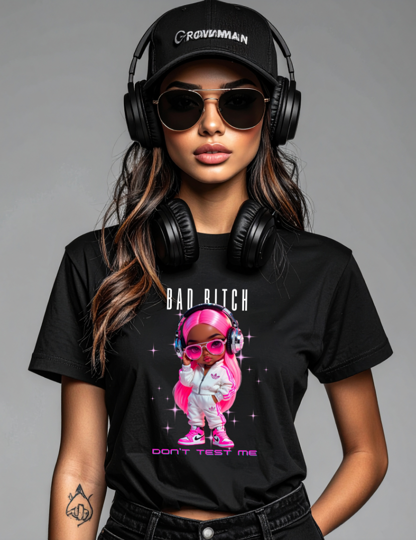 Bad Bitch “Don’t Test Me” Graphic Tee – Neon Pink Streetwear