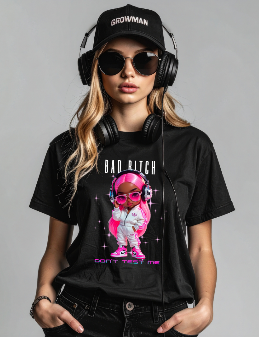 Bad Bitch “Don’t Test Me” Graphic Tee – Neon Pink Streetwear