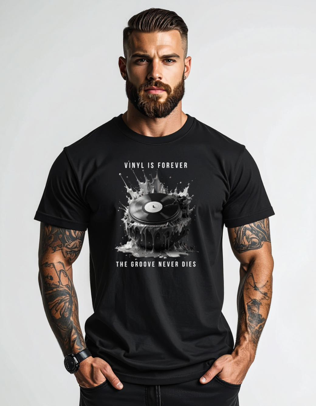 Vinyl Is Forever Graphic T-Shirt – Black Collection DJ Streetwear Tee