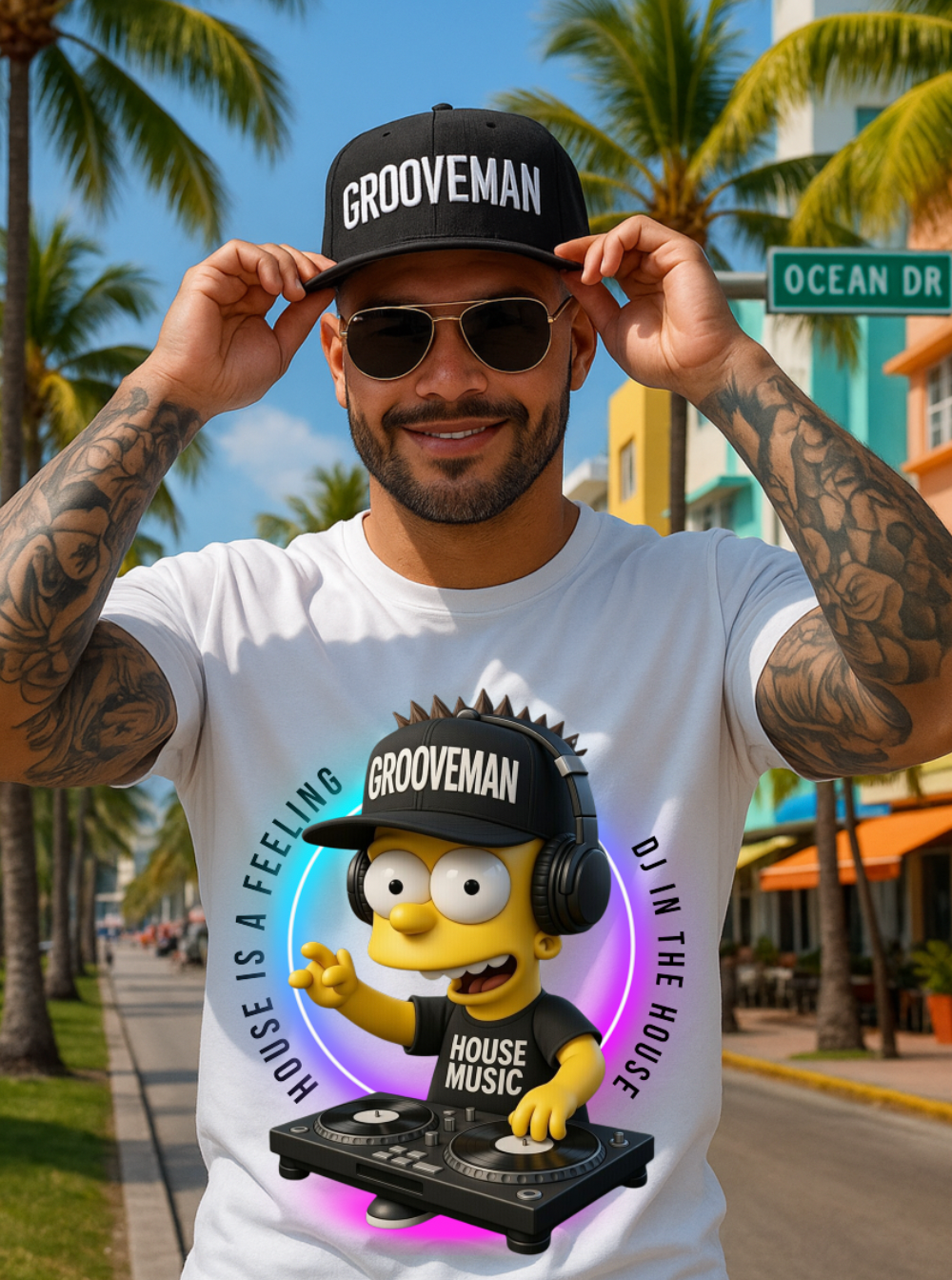 House Music DJ Graphic Tee – Full Color Design by Grooveman