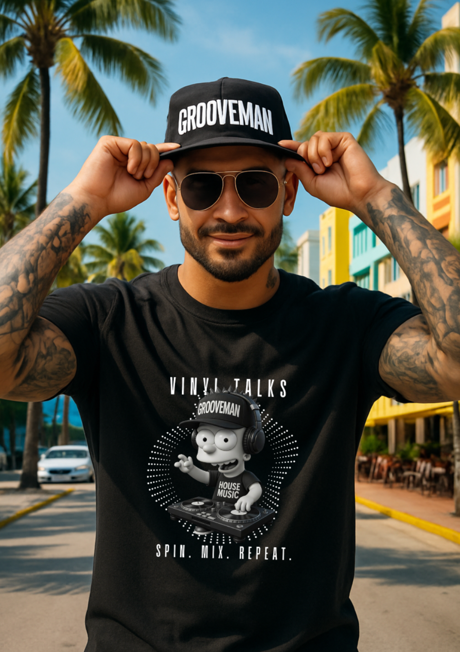 Vinyl Talks DJ Graphic T-Shirt – Black Collection by Grooveman