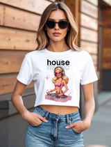 House Music Pink DJ Crop Tee – Women’s Streetwear by Grooveman