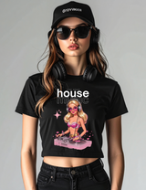 House Music Pink DJ Crop Tee – Women’s Streetwear by Grooveman