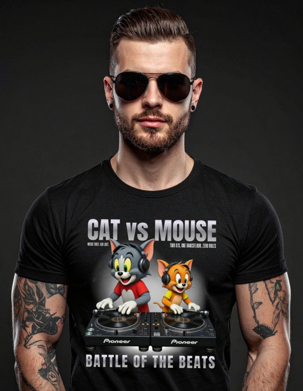 CAT vs MOUSE DJ Battle Tee – Grooveman Exclusive Edition