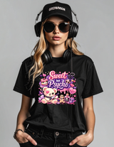 Sweet But Psycho Crop T-Shirt – Cute Teddy Graphic Baby Pink Streetwear Tee | Grooveman Exclusive