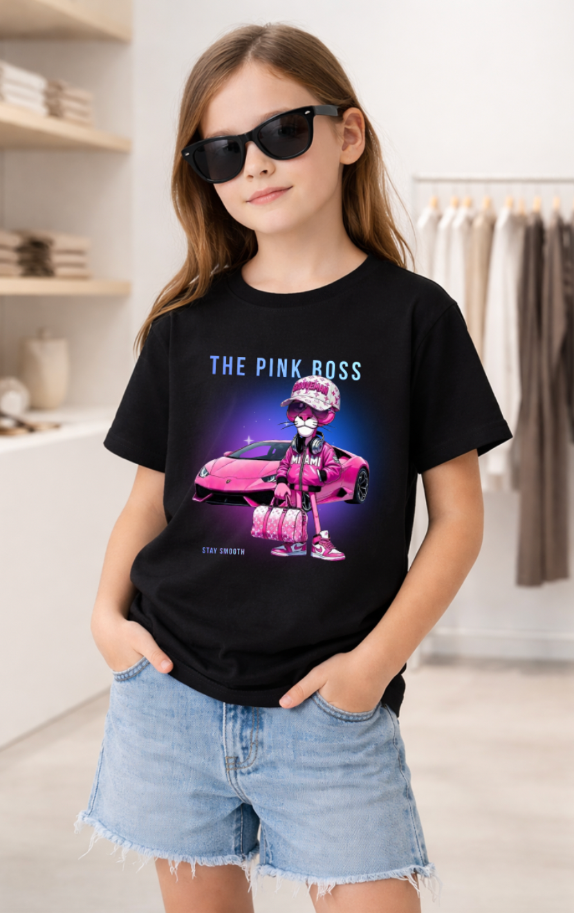 Pink Boss Kids T-Shirt – Girls Streetwear Graphic Tee | Grooveman