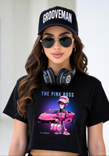 Pink Boss Crop Tee – Grooveman Graphic T-Shirt | Miami Streetwear Vibe