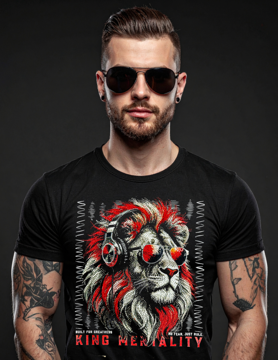 King Mentality Lion Rhinestone T-Shirt – Premium Streetwear Graphic Tee