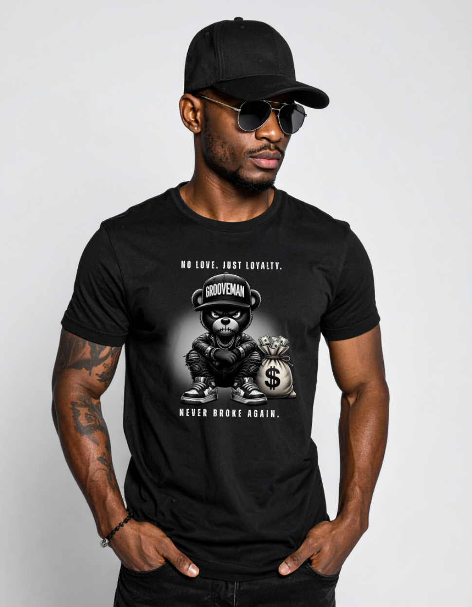 Grooveman “No Love Just Loyalty” Graphic T-Shirt – Premium Black Streetwear Tee