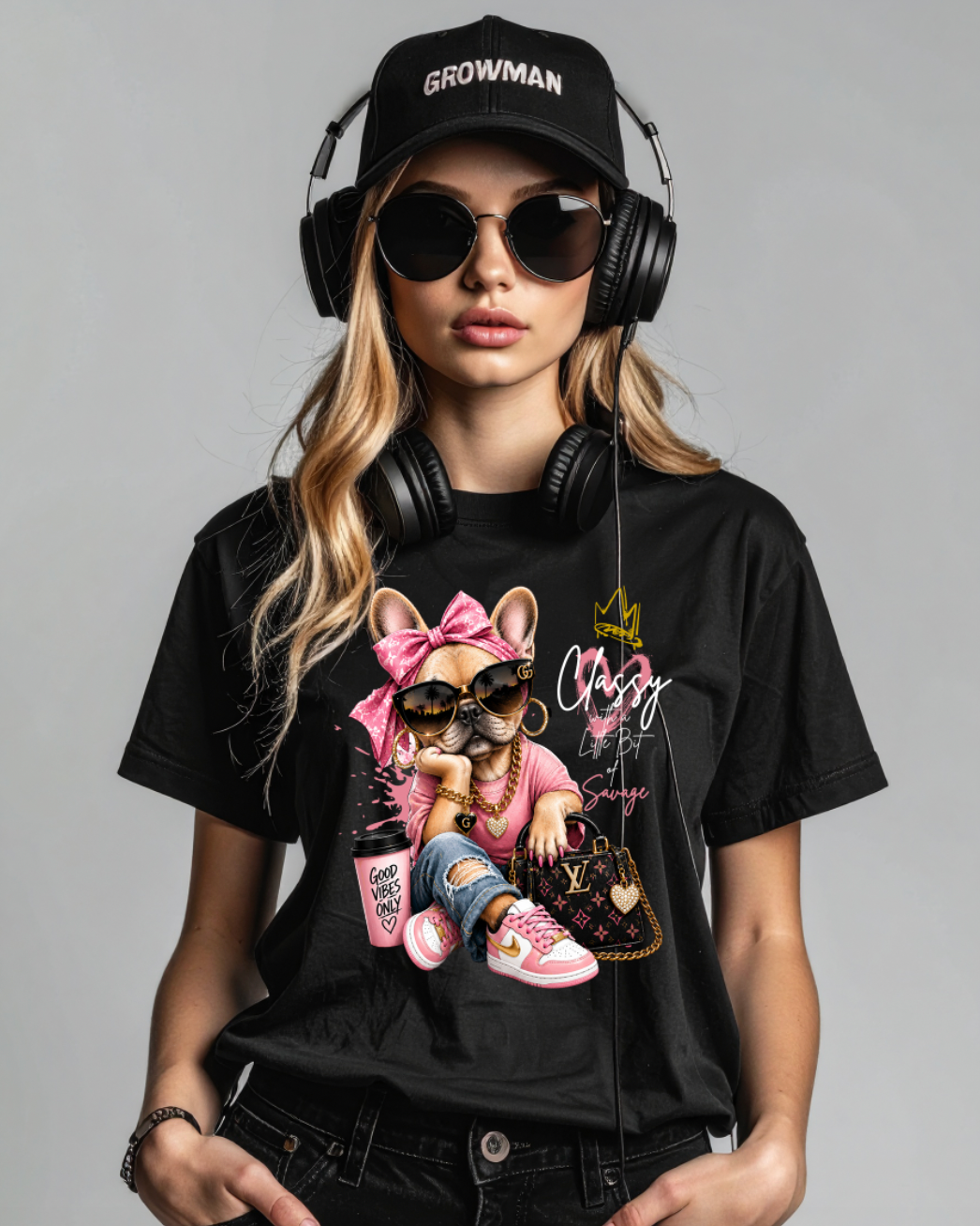 Classy Frenchie Graphic Tee | Women's Fashion Dog T-Shirt