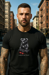Men’s DJ Bear T-Shirt – “In Beats We Trust” Black Graphic | Grooveman