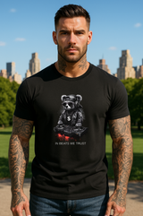 Men’s DJ Bear T-Shirt – “In Beats We Trust” Black Graphic | Grooveman
