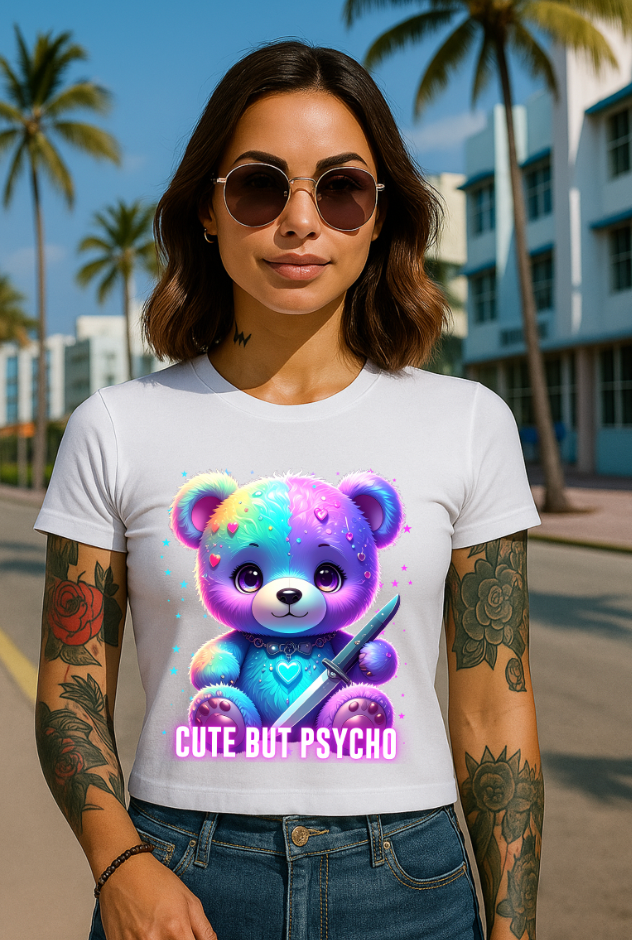 Bling Teddy Bear Crop Top T-Shirt – Diamond Teddy Graphic with Streetwear Vibes