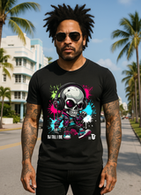 Men’s Neon Skull DJ Graphic T-Shirt – Headphones Glow Streetwear