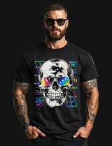 Grooveman Skull DJ Rhinestone T-Shirt | Luxury Bling Streetwear Tee
