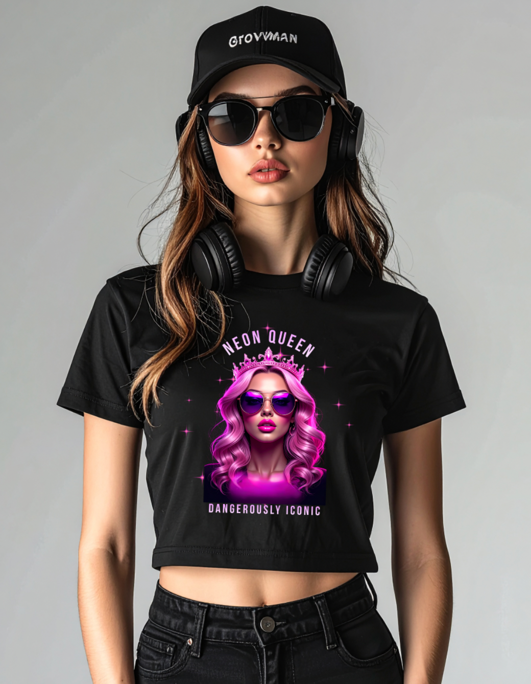Neon Queen “Dangerously Iconic” Crop Tee – Grooveman