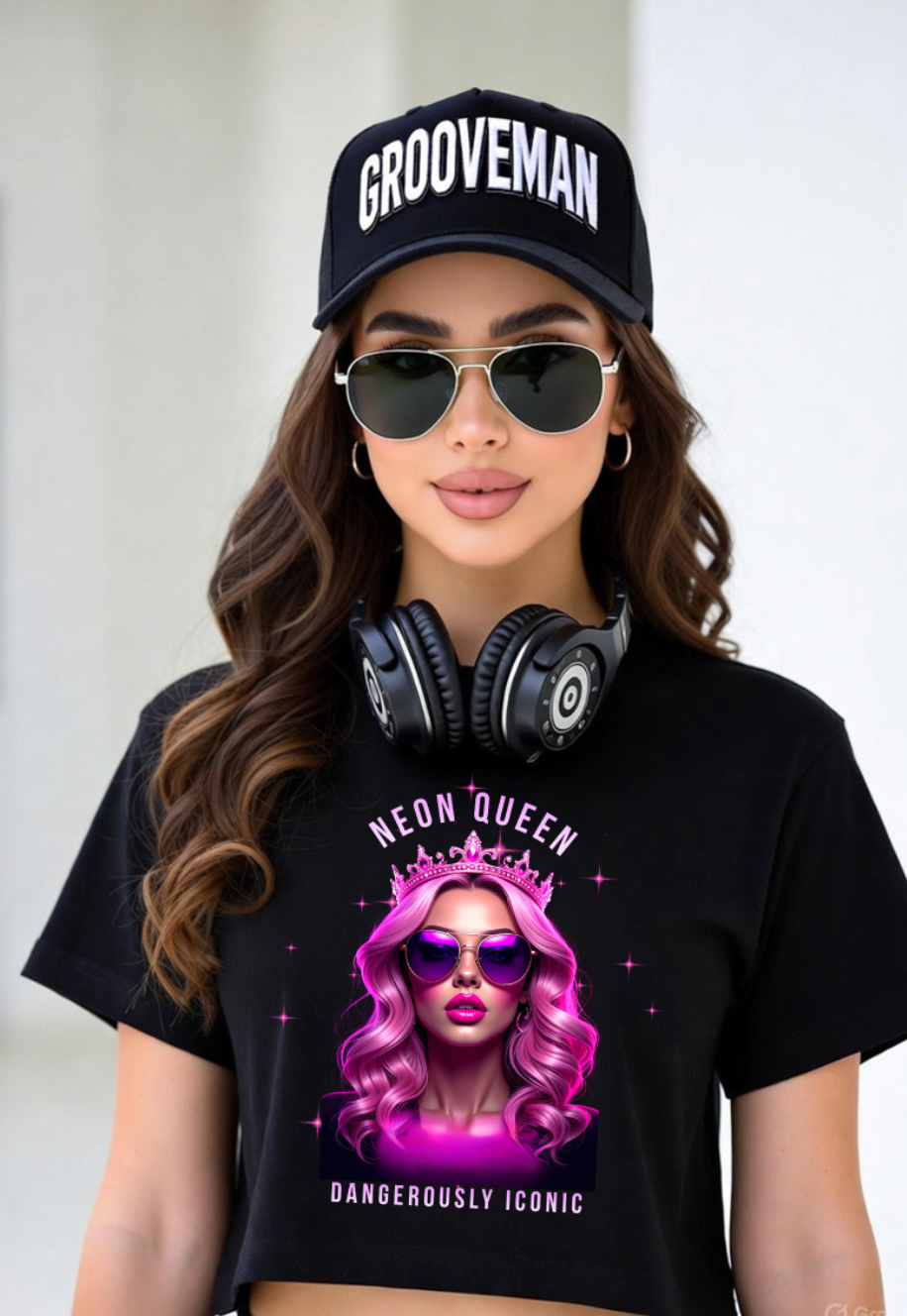 Neon Queen “Dangerously Iconic” Crop Tee – Grooveman