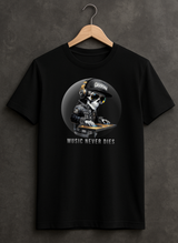 Music Never Dies Graphic T-Shirt – DJ Skeleton Streetwear Tee