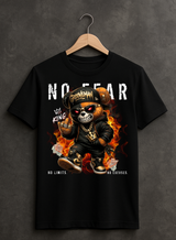 No Fear Skull Teddy Tee – Streetwear Graphic T-Shirt for Men | Grooveman