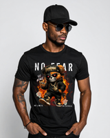 No Fear Skull Teddy Tee – Streetwear Graphic T-Shirt for Men | Grooveman