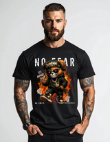 No Fear Skull Teddy Tee – Streetwear Graphic T-Shirt for Men | Grooveman