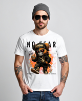 No Fear Skull Teddy Tee – Streetwear Graphic T-Shirt for Men | Grooveman
