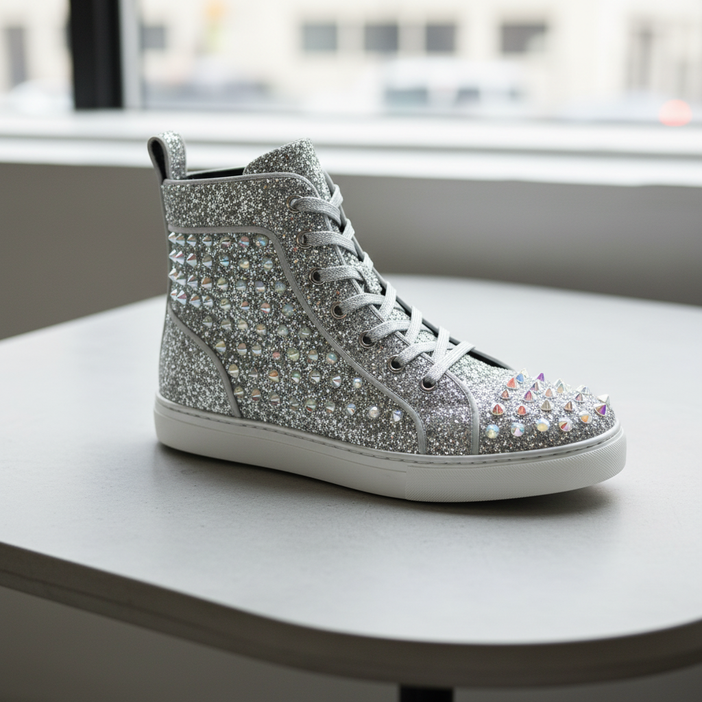 Silver Glitter Black Spikes Encore by Fiesso