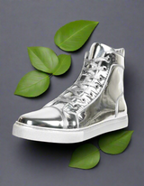 Silver Patent Leather High Top Sneaker