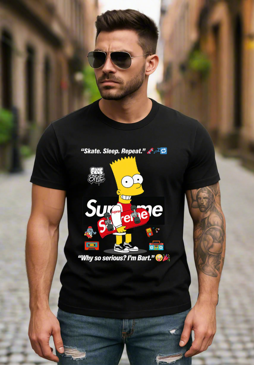 Skate. Sleep. Repeat. 🛹💤🔁 – Men’s Streetwear Graphic Tee | Bart-Inspired by Grooveman™