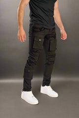 Slim Fit Frayed Patch & Pockets Design