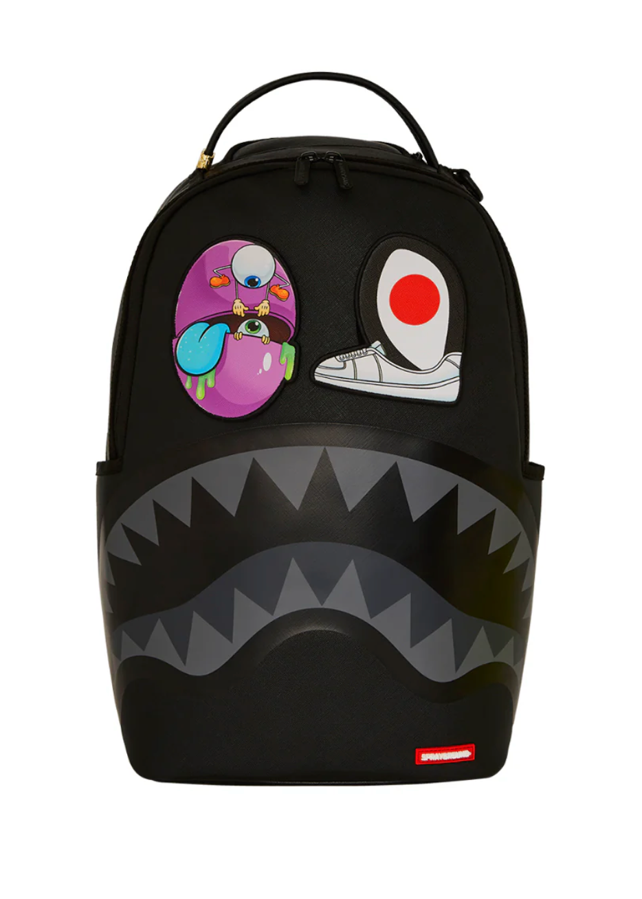 Sprayground Black Removable Eyes DLXSV Backpack