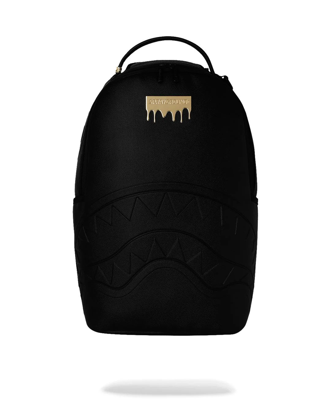 Black backpack with a brand logo on a white background